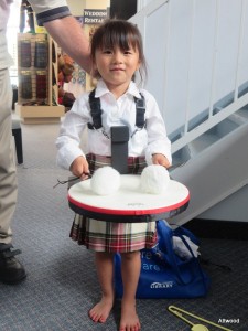 After getting measured for her kilt in preparation for the big show.