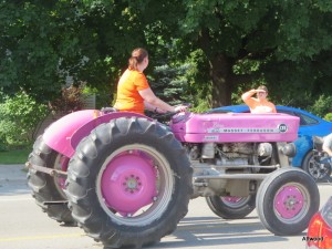 Of course the girls loved the pink tractor....