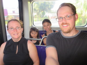 Heading out to Downtown Disney for our first meal after arriving from the beach.