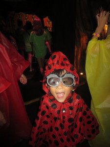 "Look!  I am a cute ladybug with bug eyes."