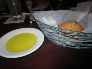 My warm rolls came with my very own olive oil dip plate.