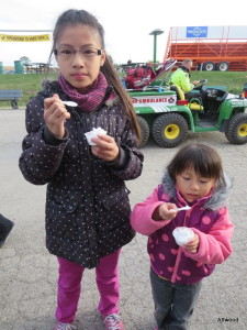 They loved the free samples.  Who knew coconut cream tasted so yummy.