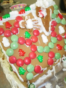 GingerSanta has fallen off the chimney.  It is not looking good for present delivery in the Gingerbread World.  Let's hope he escapes before a total roof collapse.