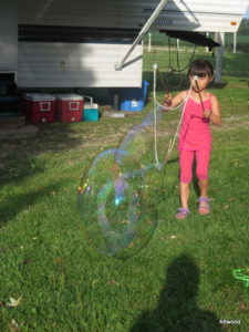 One of the families brought mega-bubbles.